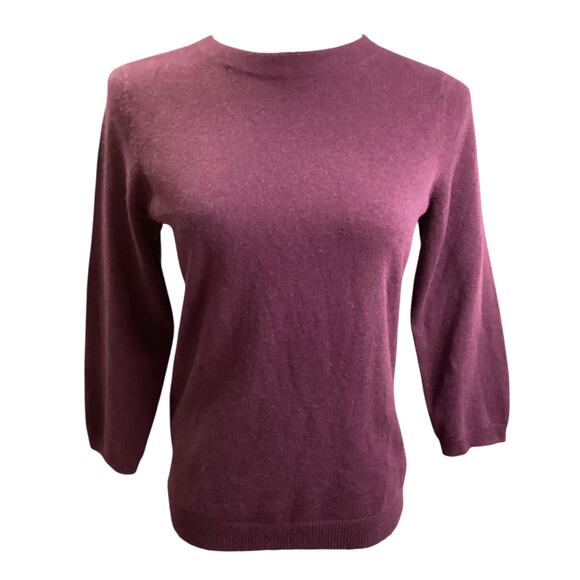 Talbots Pure 100% Cashmere Crew Neck Blackberry Sweater sz M burgundy - Picture 1 of 7